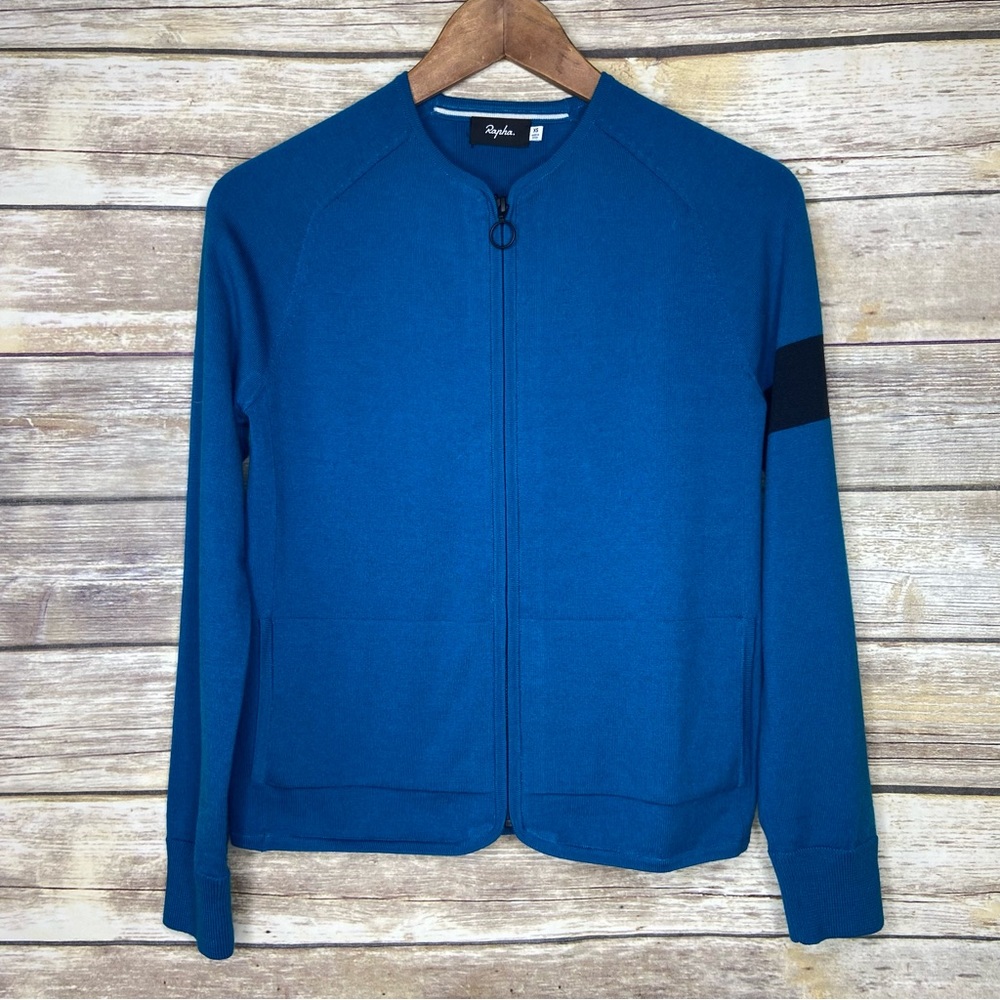 Rapha Women's Blue Cardigan with Black Arm Detail
